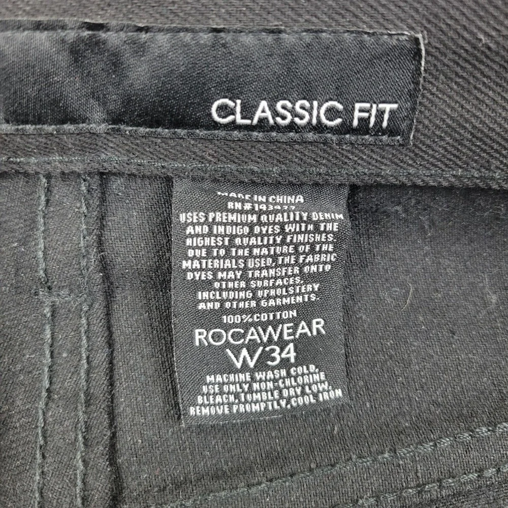 Rocawear Double Thigh Straight Leg Jeans Mens 34 x 33 Black Denim NWOT - Picture 10 of 14